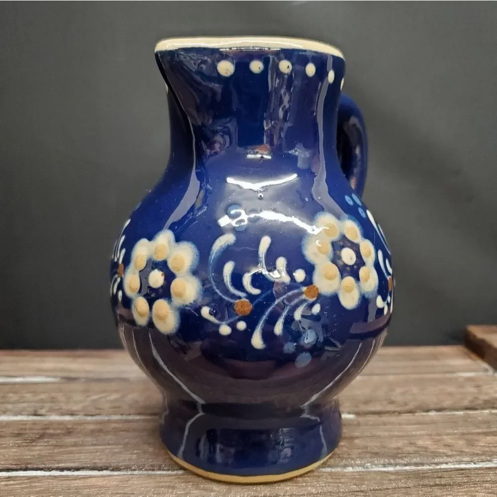 Vintage 1950-1960's Poland-Bunzlauer Style Ceramic Small Milk Cream Pitcher